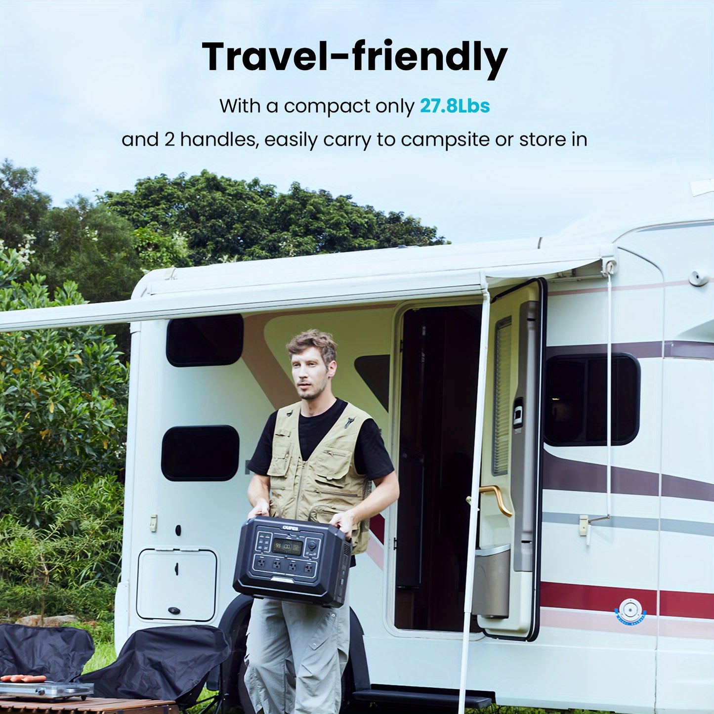 2000w 1024Wh Portable Power Station Backup LiFePO4 Battery, 110V/2000W Pure Sine Wave AC Outlet, Solar Generator