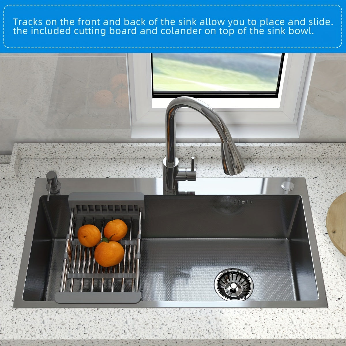 28"/30"/32" Silvery Kitchen Sink Stainless Steel Single Bowl Drop In Top Mount