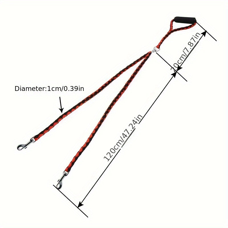 Heavy-Duty Braided Dual Dog Leash with Comfort Grip Handle