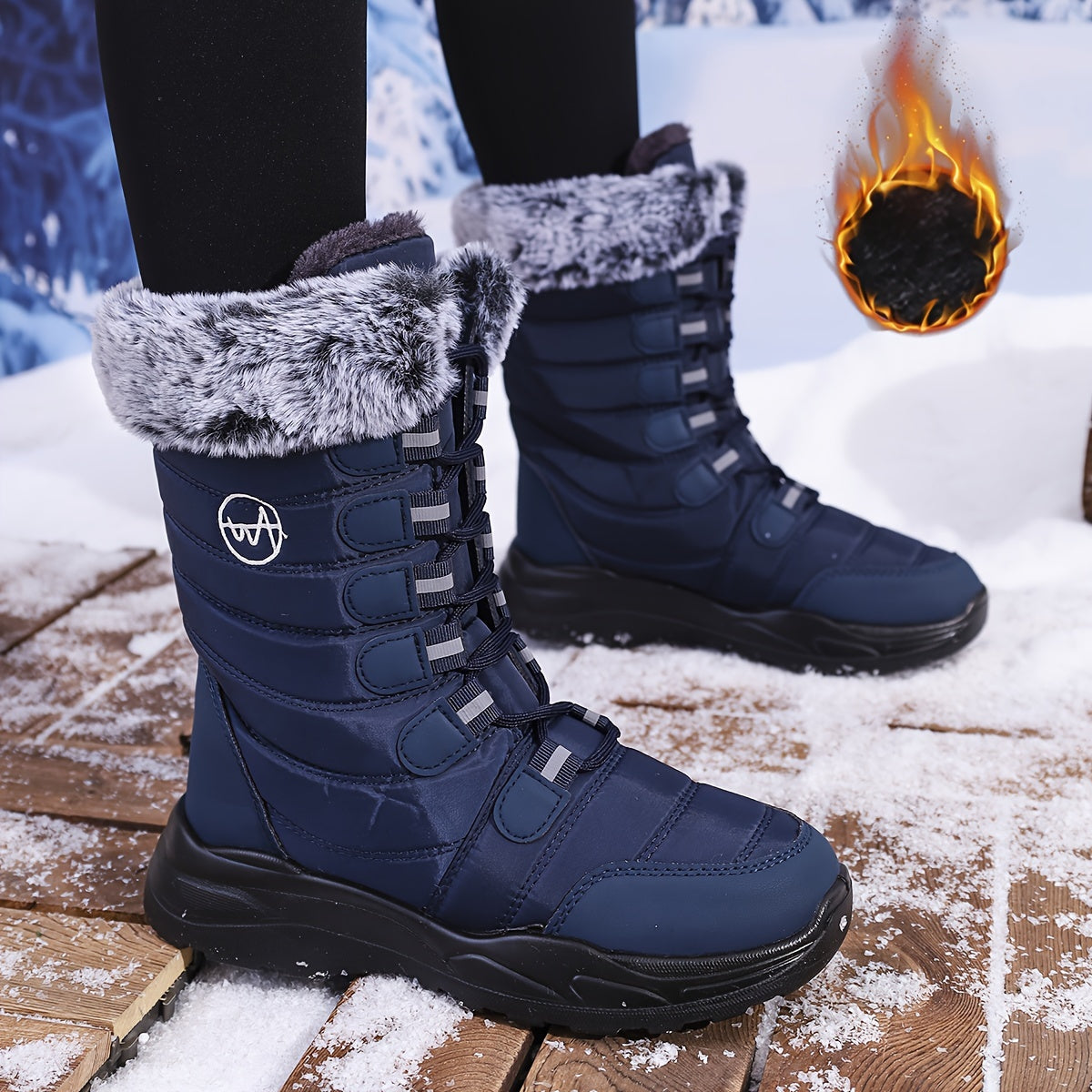 Waterproof High-Top 2024 Women's Winter Snow Boots - Plus Size, Thick Sole, Anti-Slip, Northeast Style