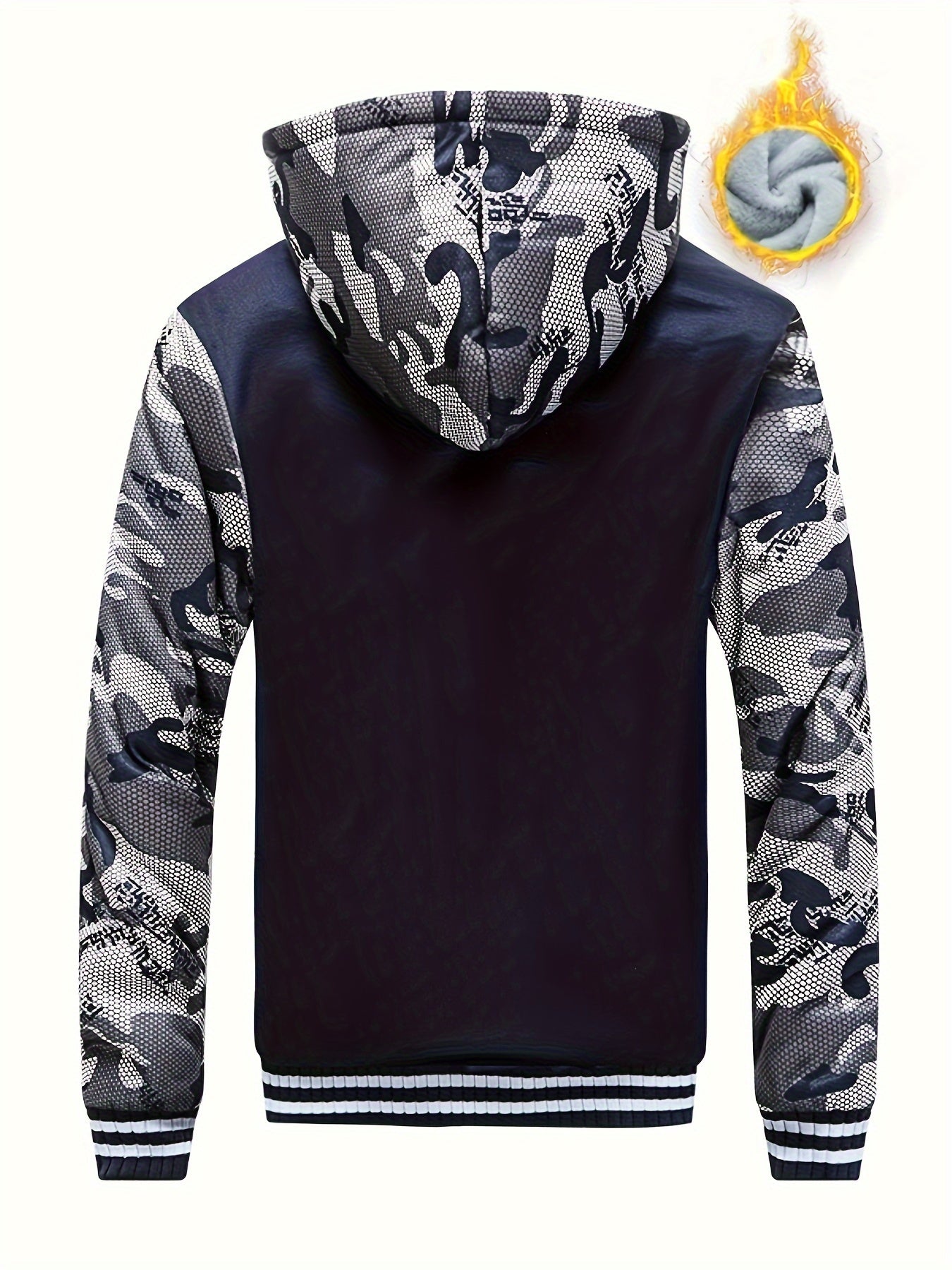 Thick Warm Camo Fleece-Lined Hoodie - Women's Zip-Up Activewear Jacket with Pockets