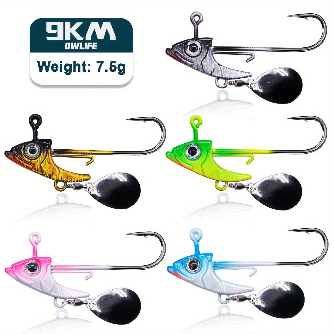 9KM 5/10pcs Fishing Jig Hooks, 7.5-15g Triangle Jig Head Barbed Fishing Hooks