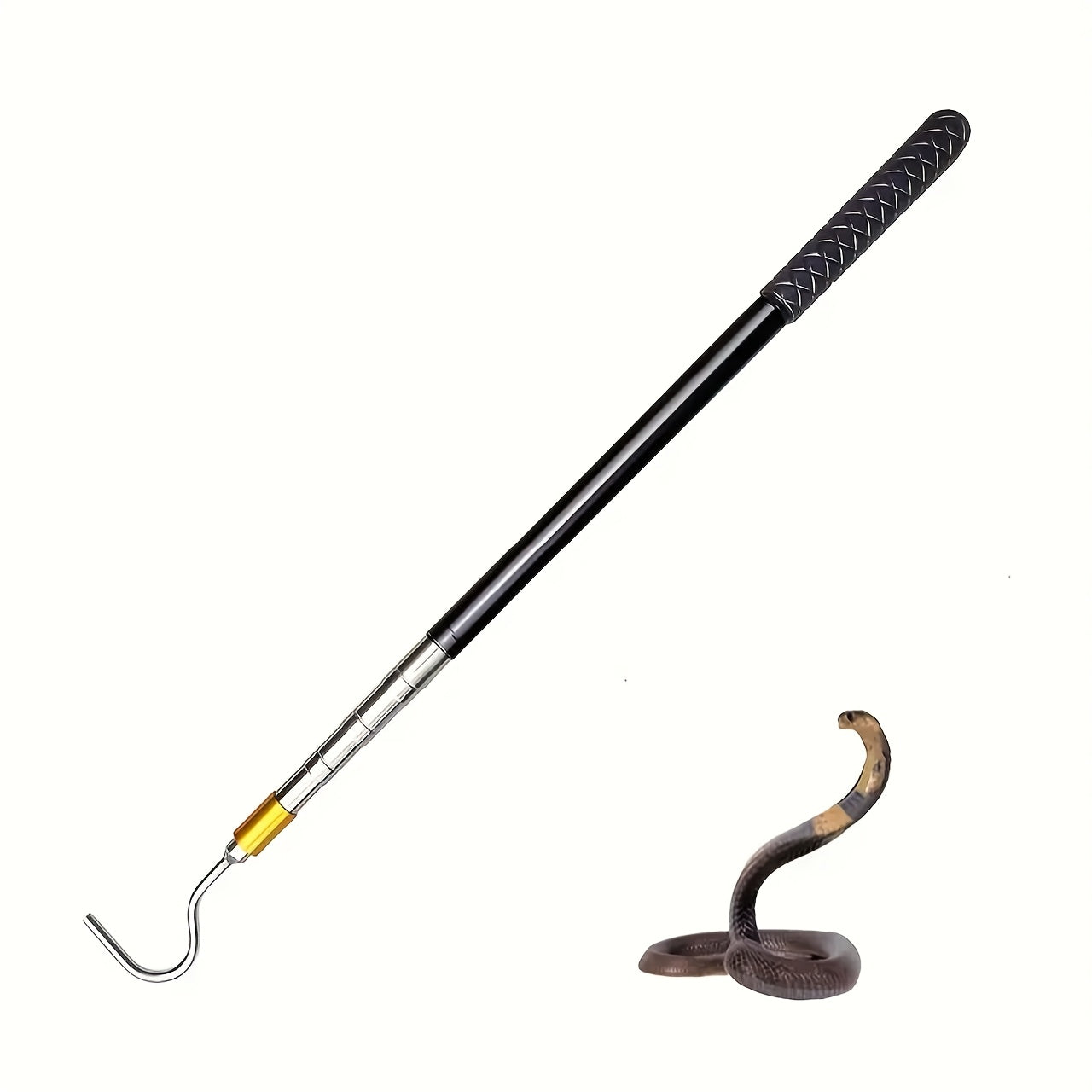 Stainless Steel Snake Hook with Secure Grip - 47" Reptile Catcher Stick for Safe Handling of Rattlesnakes, Copperheads