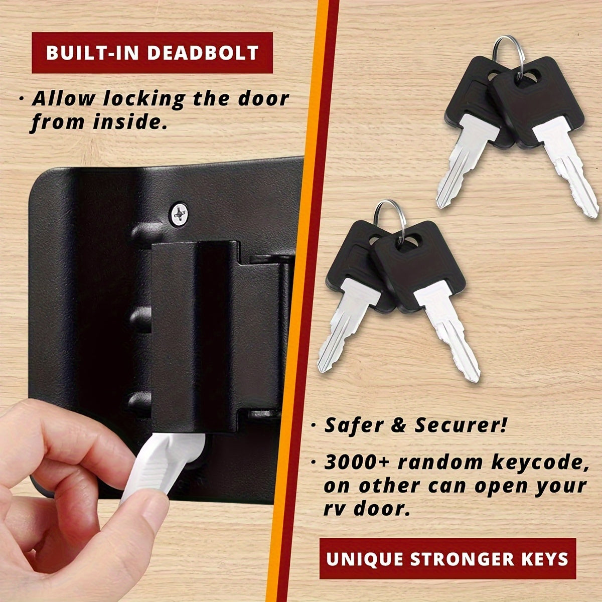 RV Door Lock Replacement Kit With Keys, Durable, Corrosion Resistant
