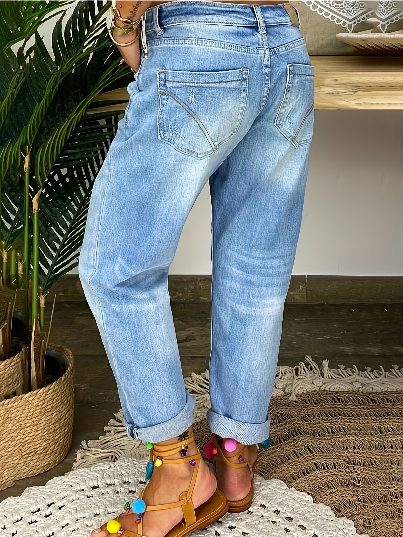 Women's Plus Size High-Waist Stretch Jeans with Colorful Button Fly