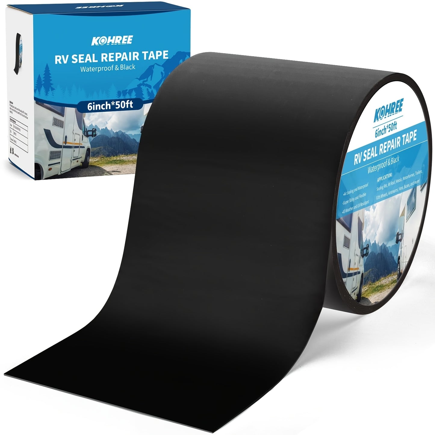 RV Sealant Tape, RV Roof Tape White/Black, UV Resistant, Weatherproof Repair Sealant Tape