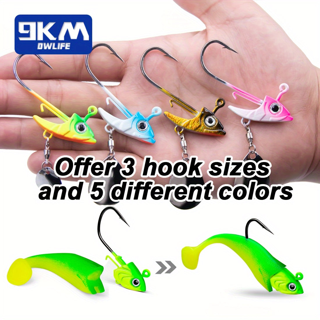 9KM 5/10pcs Fishing Jig Hooks, 7.5-15g Triangle Jig Head Barbed Fishing Hooks