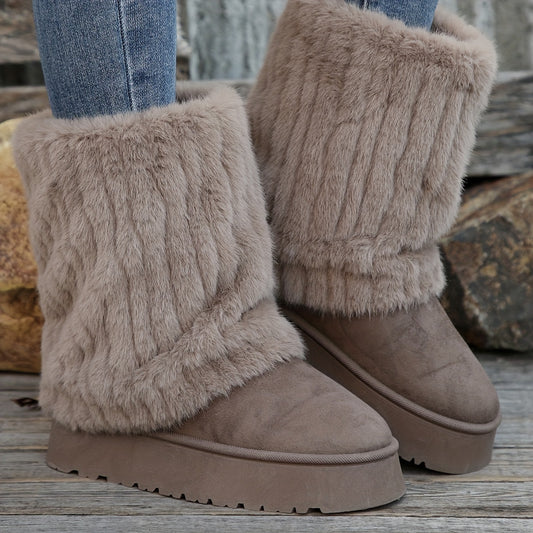 Women's Plus Size Cozy Faux Fur-Lined Snow Boots