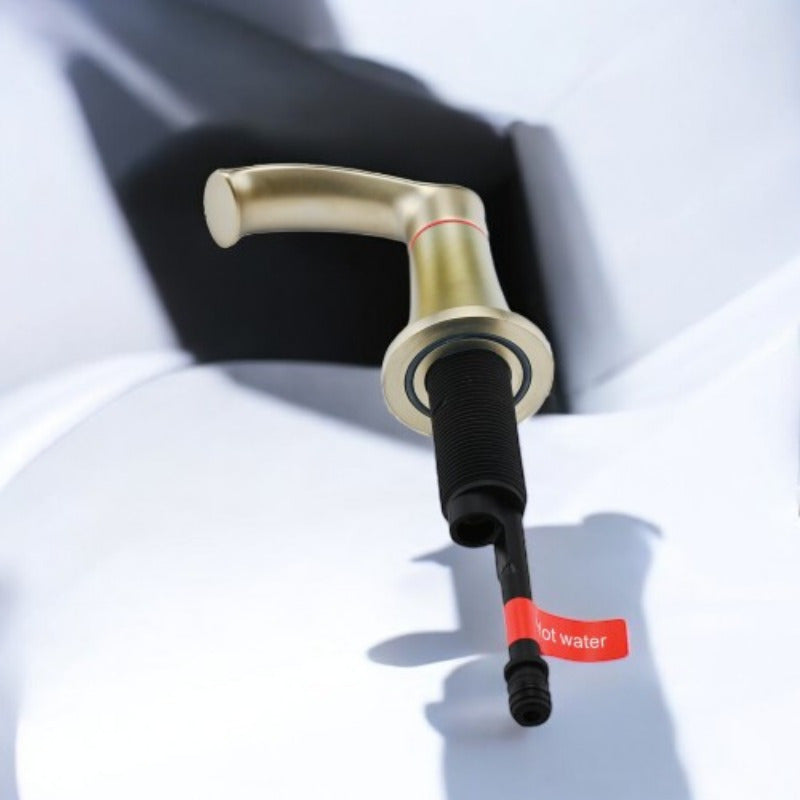 Elegant Golden Widespread Bathroom Sink Faucet with Pull-Out Sprayer