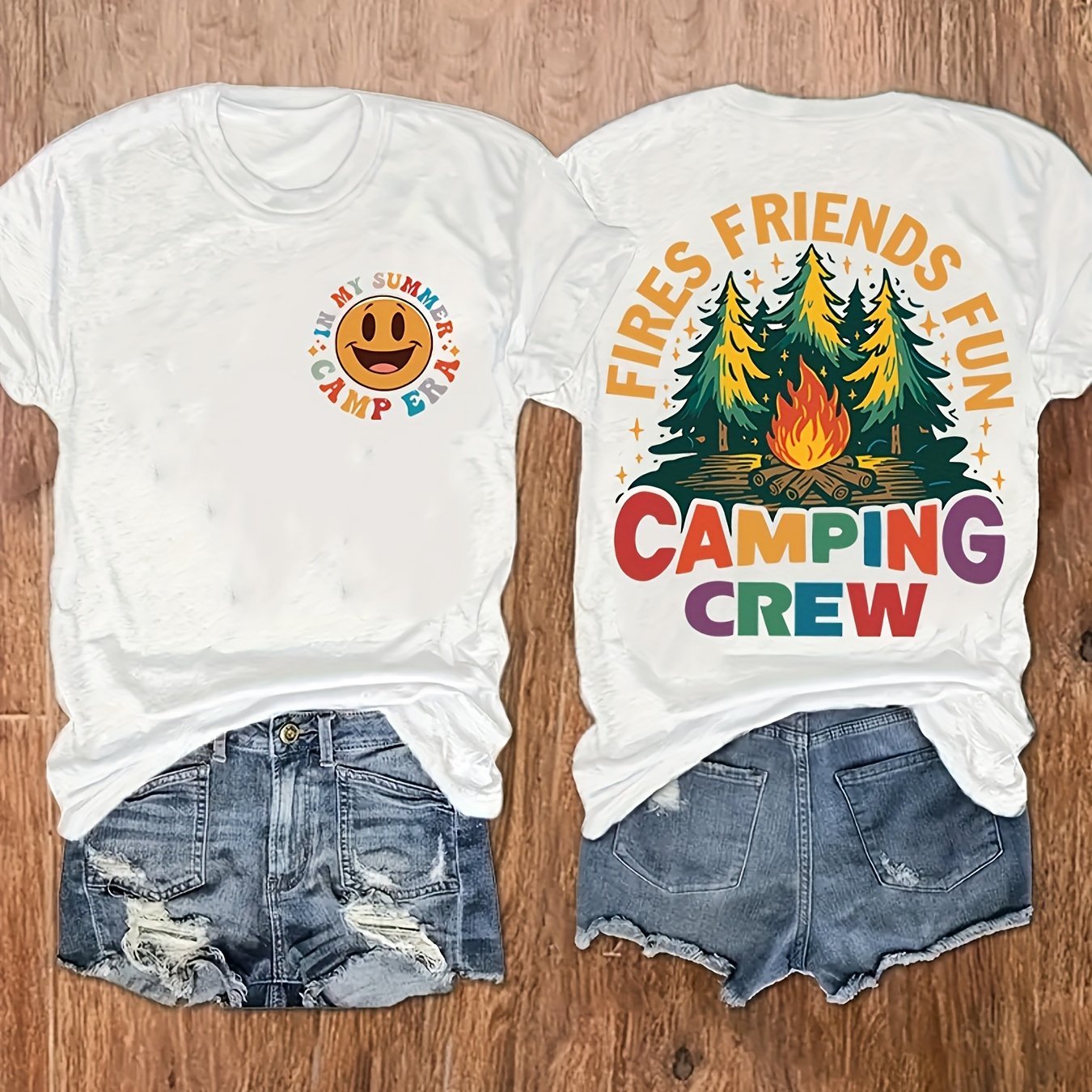 Women's 'Fires Friends Fun Camping Crew' Graphic Tee