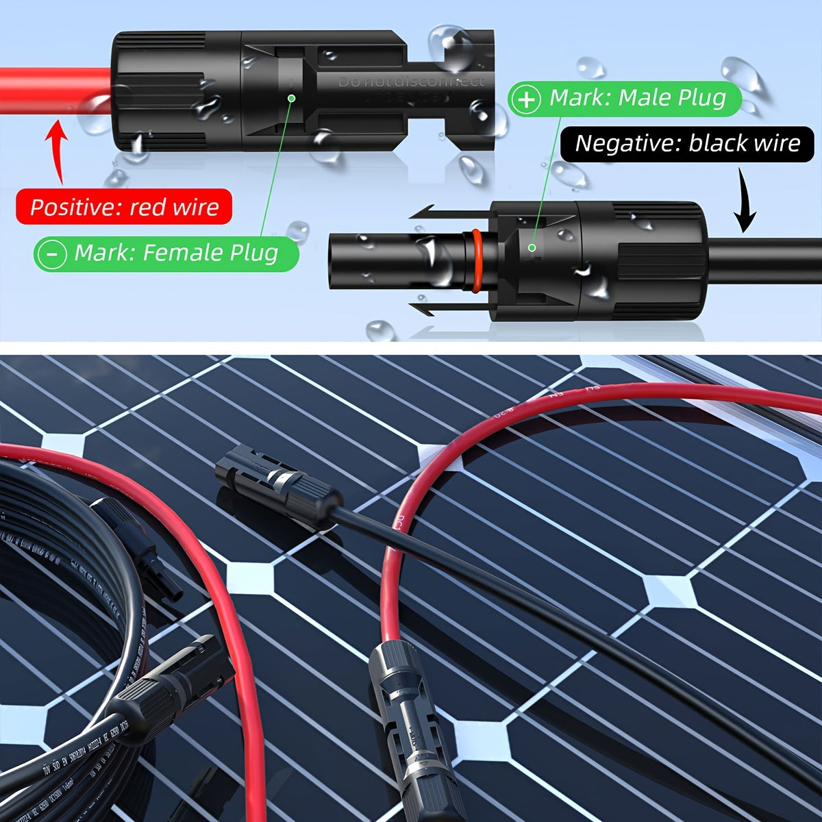 14AWG Solar Panel Extension Cable Set - 30FT & 40FT Options