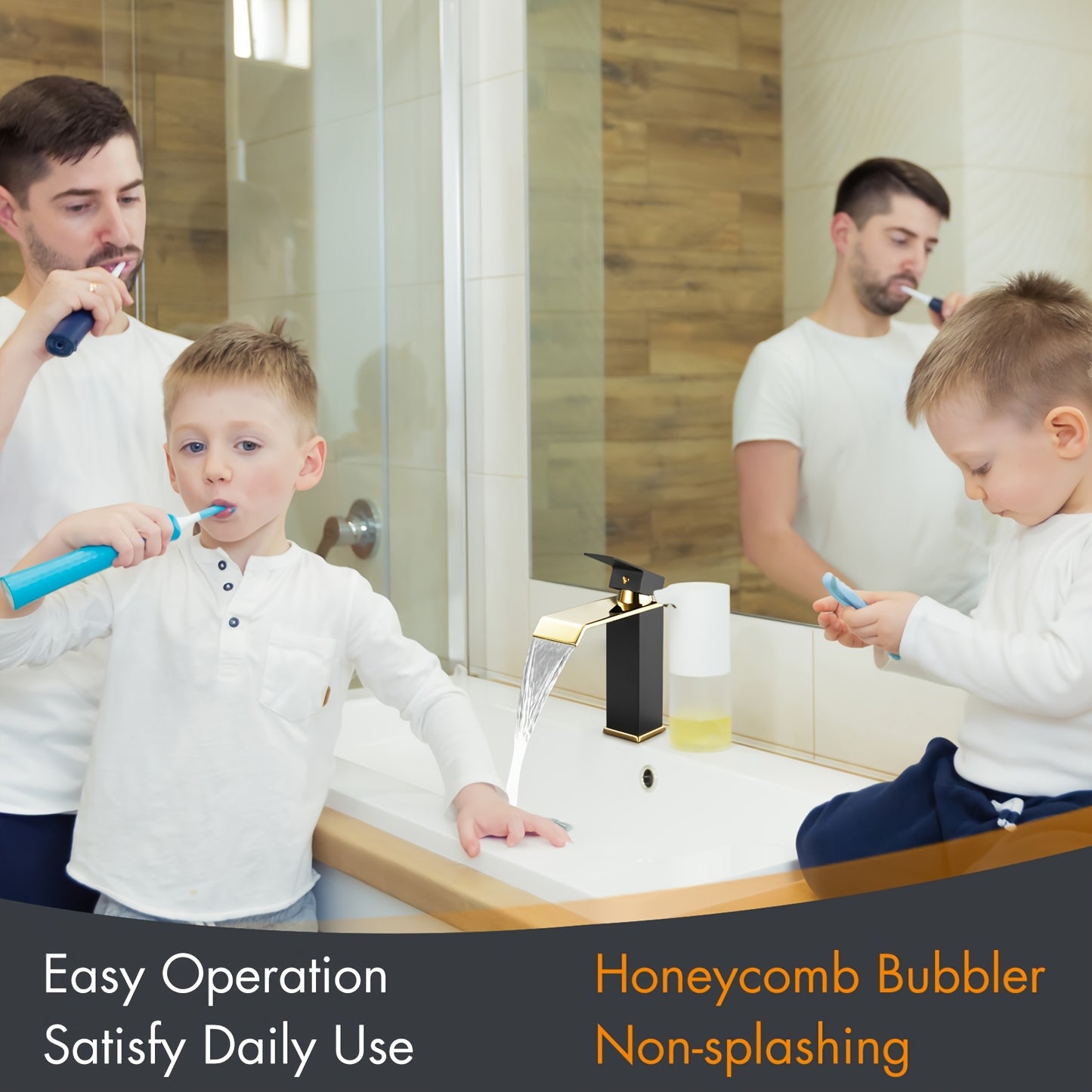 Waterfall Faucet Brass Bathroom Brushed Golden Black Basin Vanity Sink Faucets