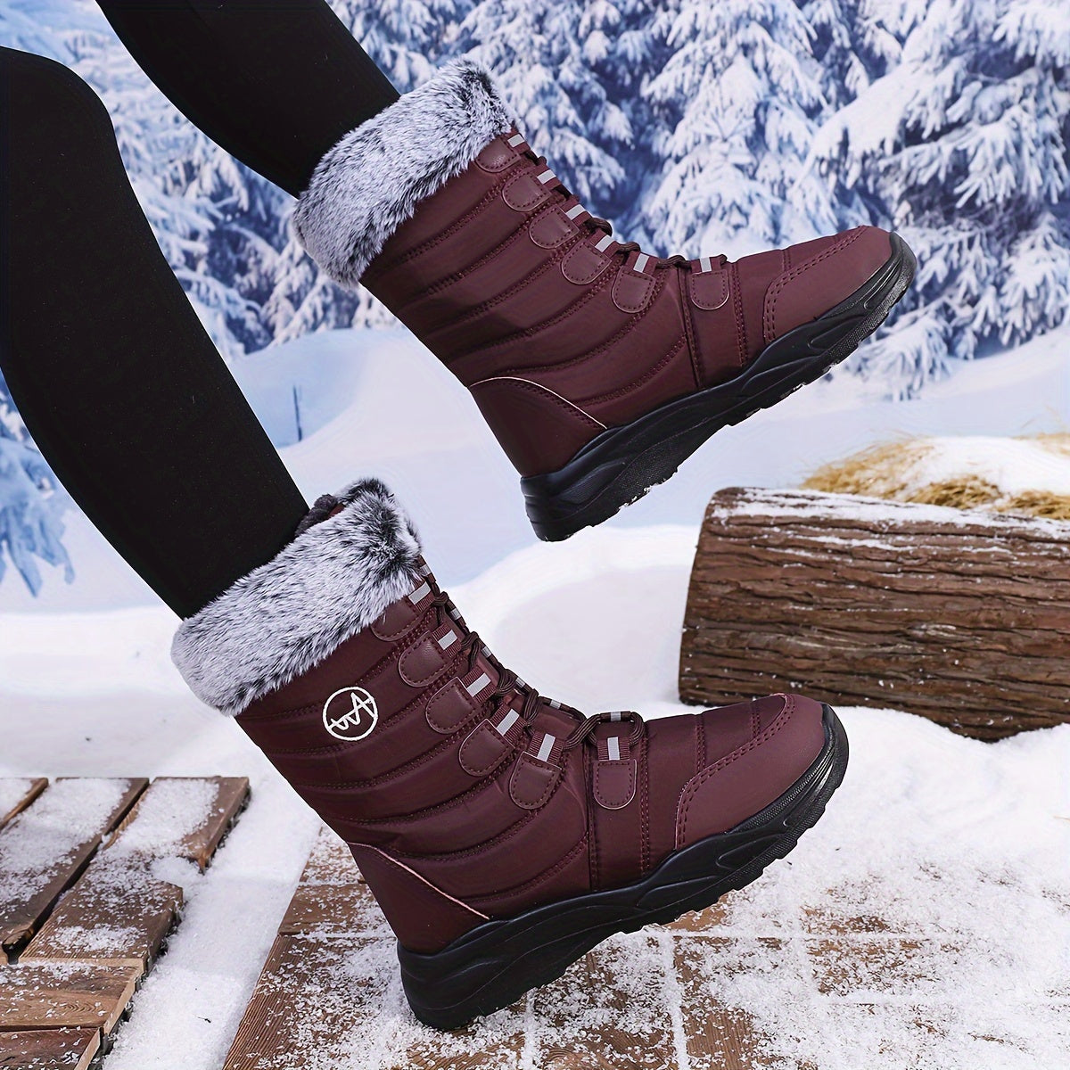 Waterproof High-Top 2024 Women's Winter Snow Boots - Plus Size, Thick Sole, Anti-Slip, Northeast Style