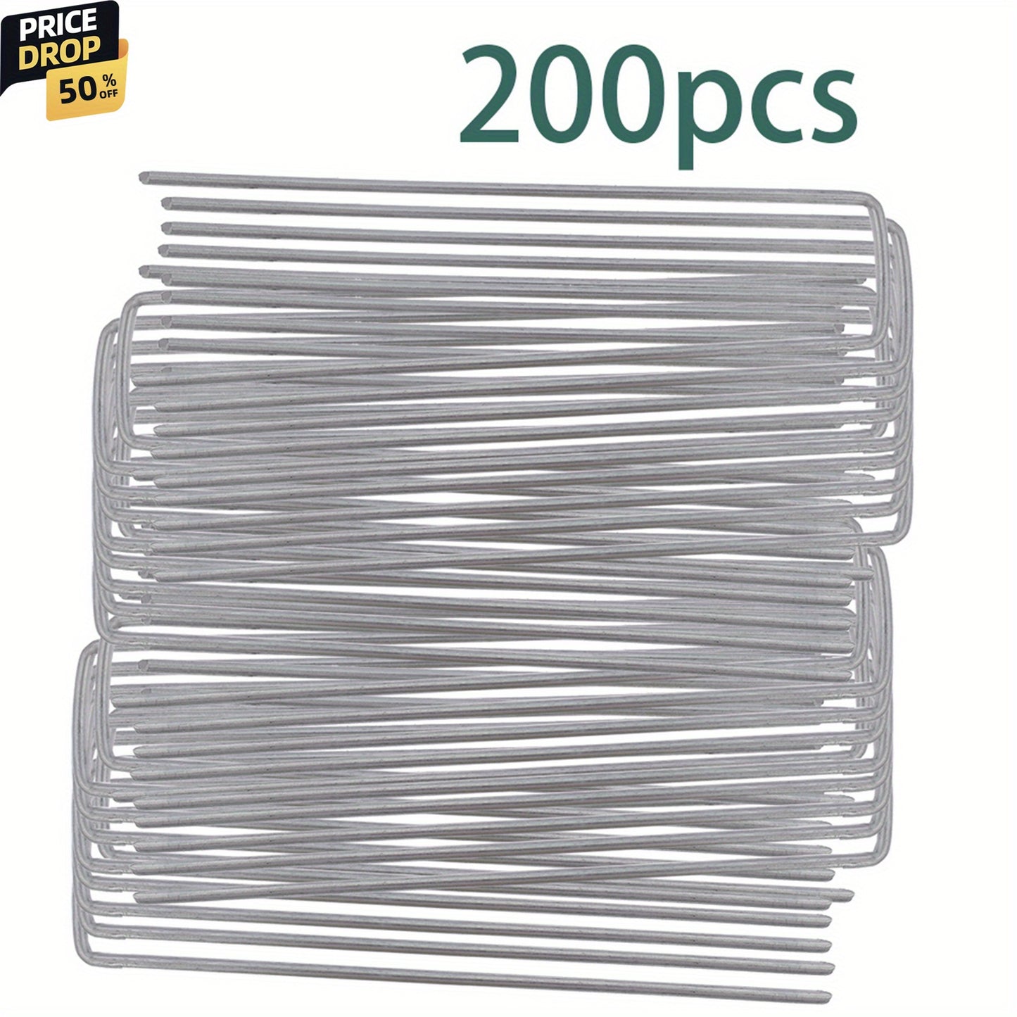 6 Inch 200 Pcs 3mm Weed Staples Galvanized Landscape Staples Heavy Duty Garden Stakes Fit For Weed Barrier Fabric