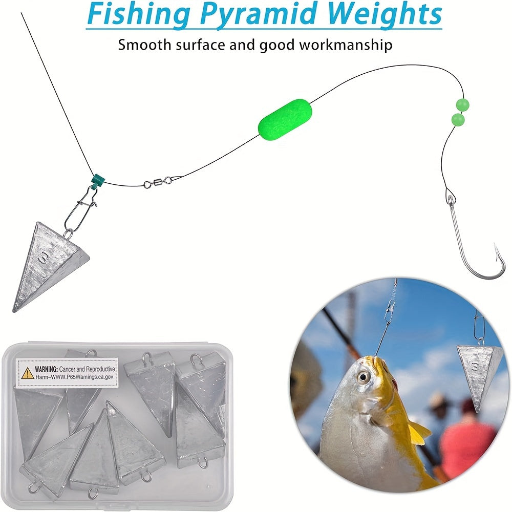 6/10pcs Pyramid Sinkers Fishing Weights Fishing Sinkers, available weights are 1oz, 2oz, 3oz, 4oz, 5oz, 6oz, 8oz