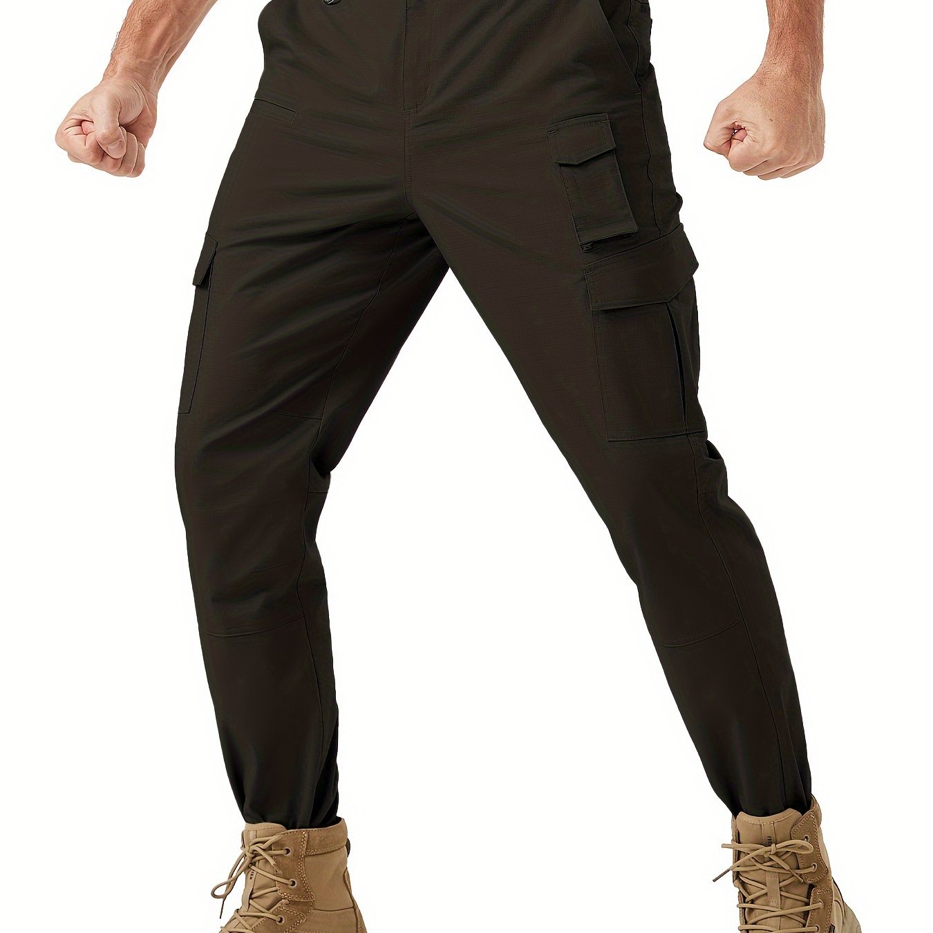 Plus Size Men's Tactical Hiking Pants With Carabiner Water Resistant Ripstop