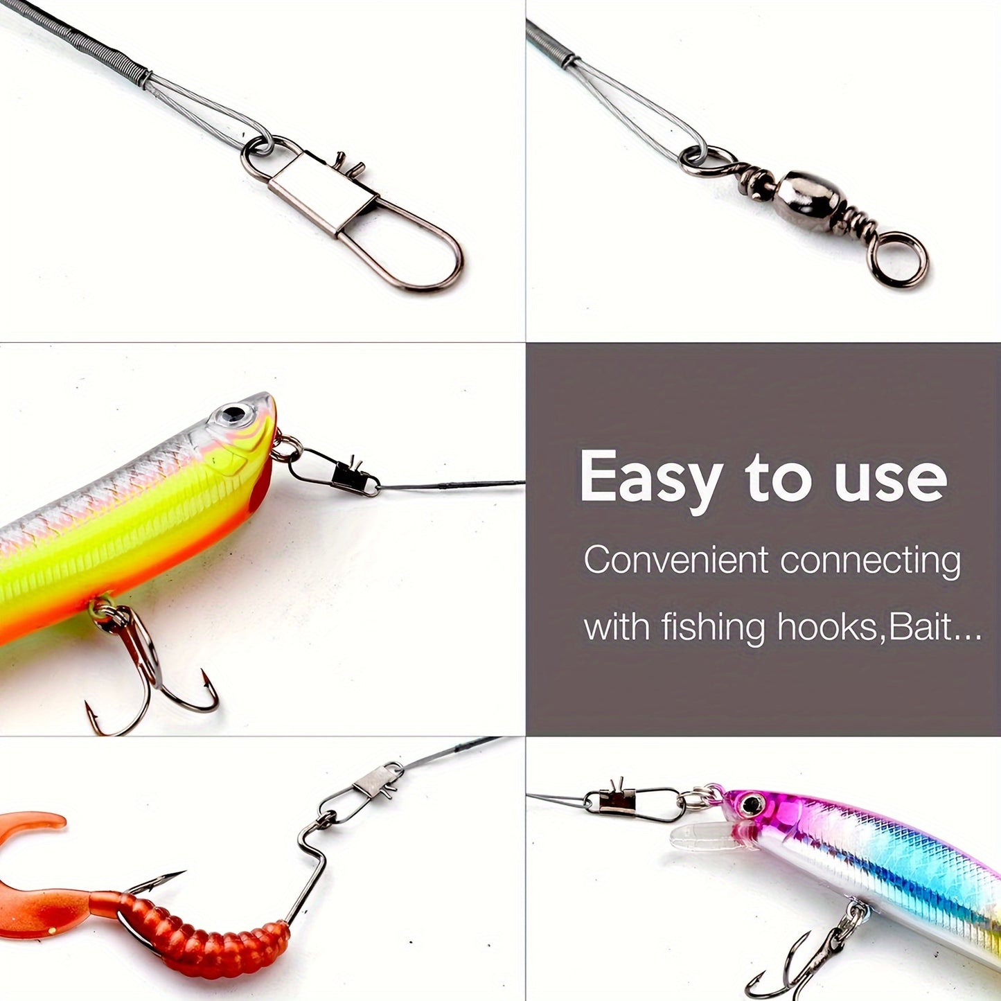 100pcs Stainless Steel Fishing Leaders, Durable & Tangle-Free
