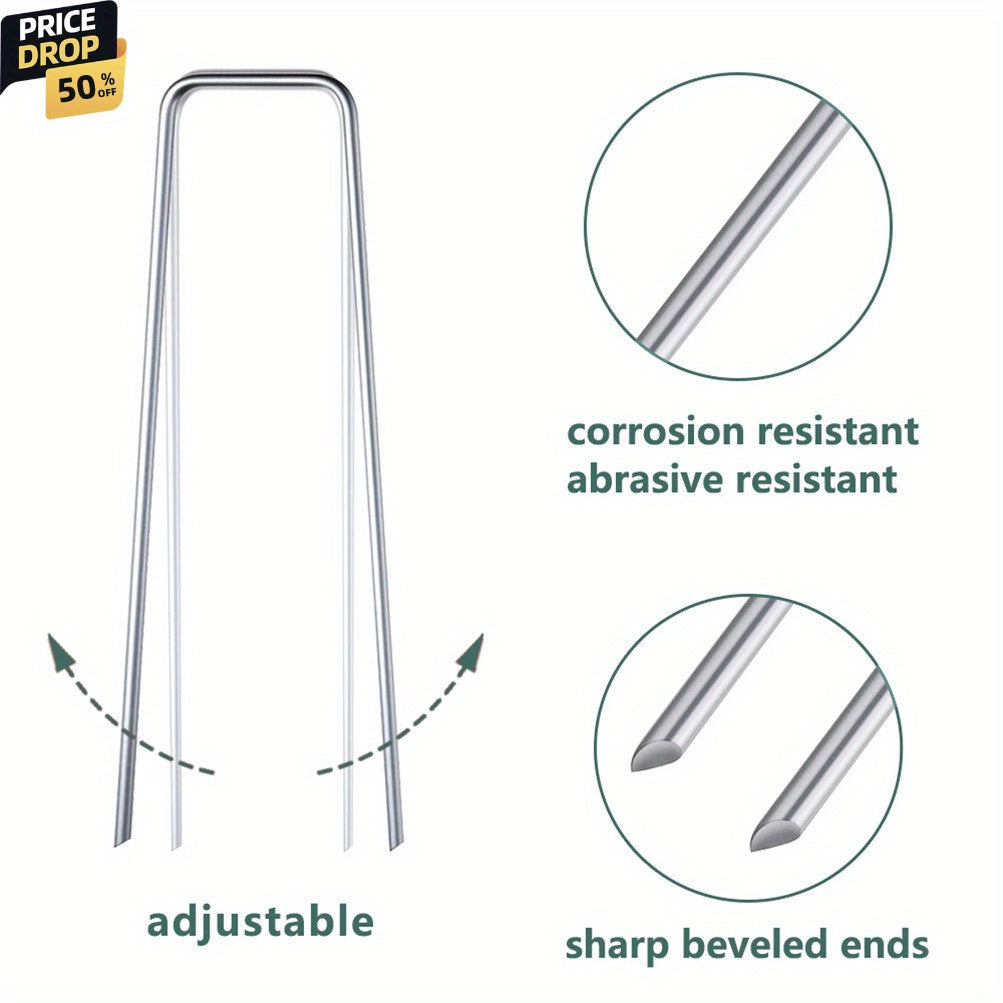 6 Inch 200 Pcs 3mm Weed Staples Galvanized Landscape Staples Heavy Duty Garden Stakes Fit For Weed Barrier Fabric