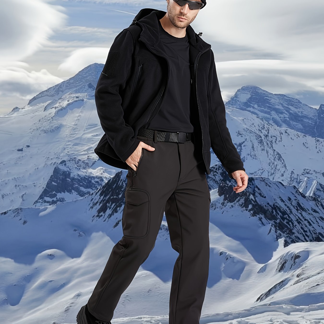 Men's Thickened Pants, Outdoor Casual Soft Shell Plush Lined