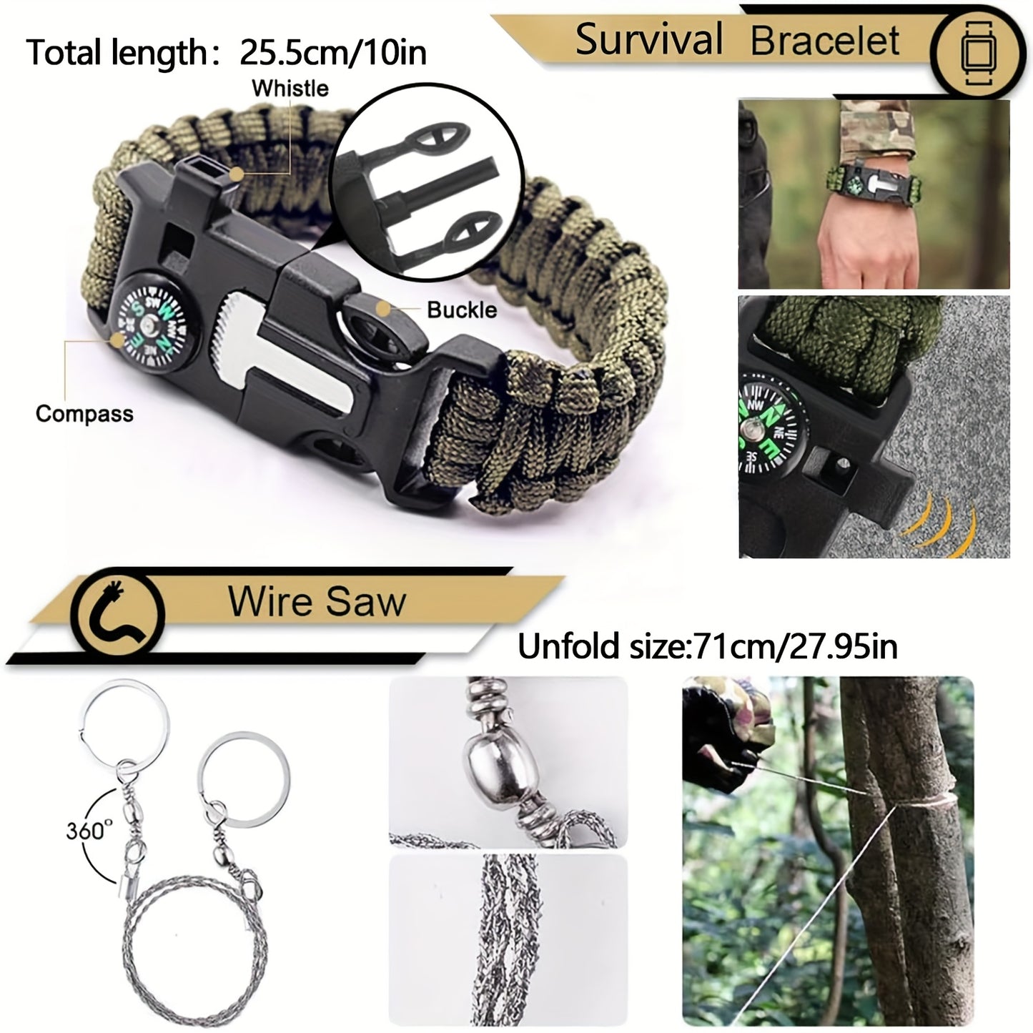 Survival Gear And Equipment 15 In 1, Outdoor Emergency Survival Kit