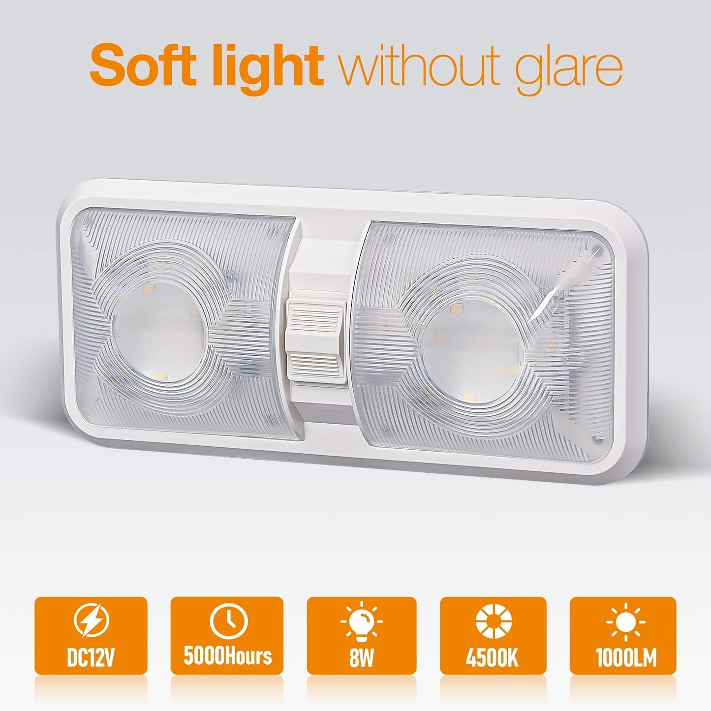 8pcs RV Interior LED Lights, 12V 1000LM Ceiling Dome Light with Switch