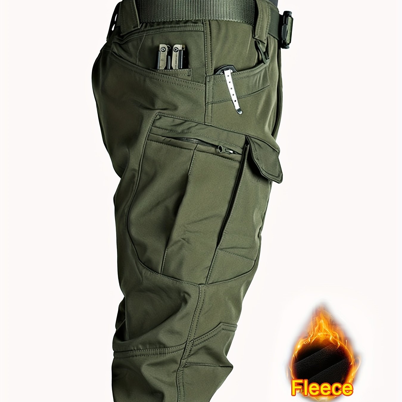 Men's Multi Pocket Fleece Warm Tactical Pants