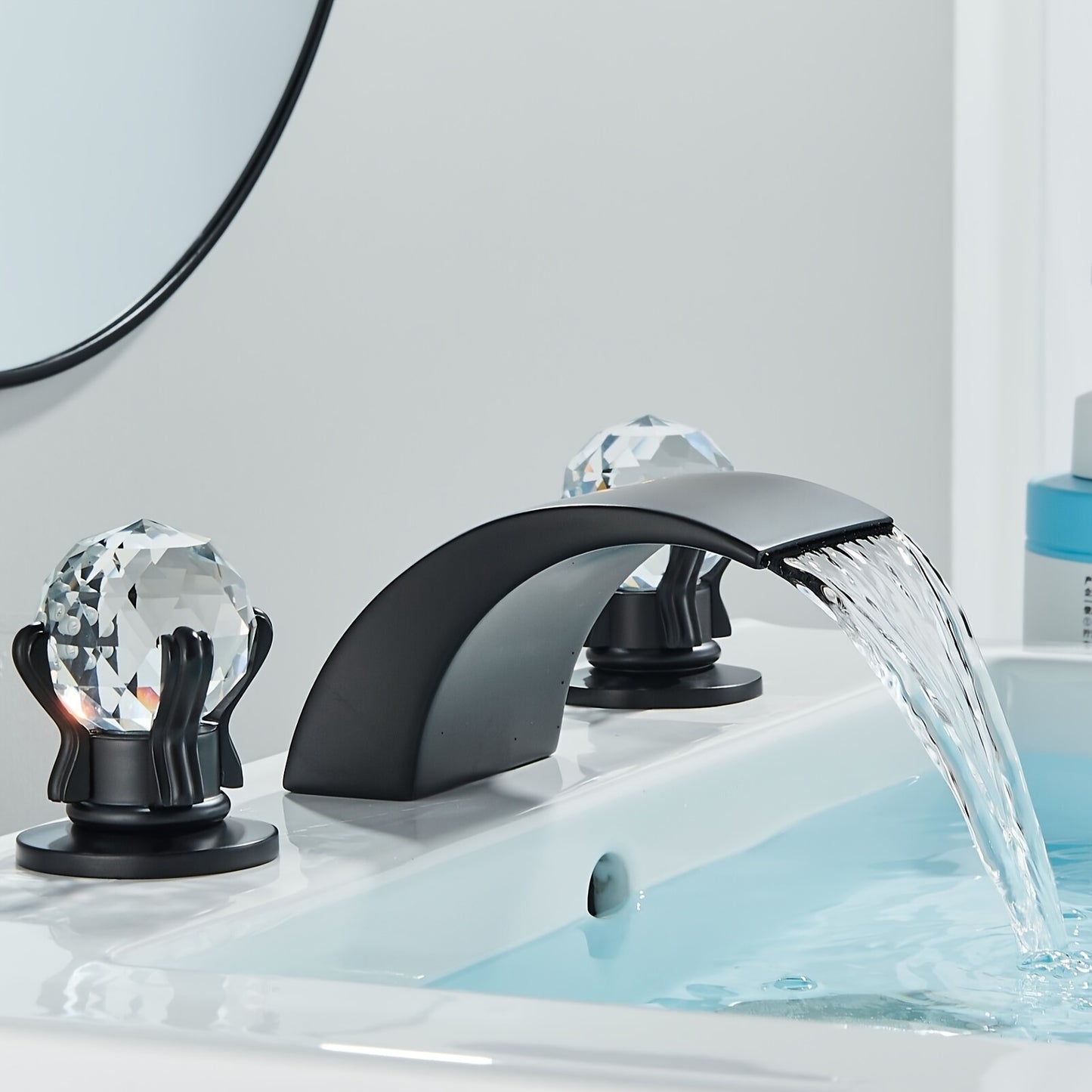 Led Waterfall Widespread Bathroom Sink Faucet 3 Colors Change Led Waterfall Deck Mount