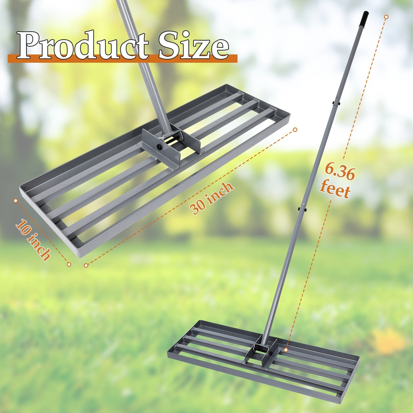 Lawn Leveling Rake With Extended 76.5 Long Handle 30×10 Heavy Duty Tool For Leveling.