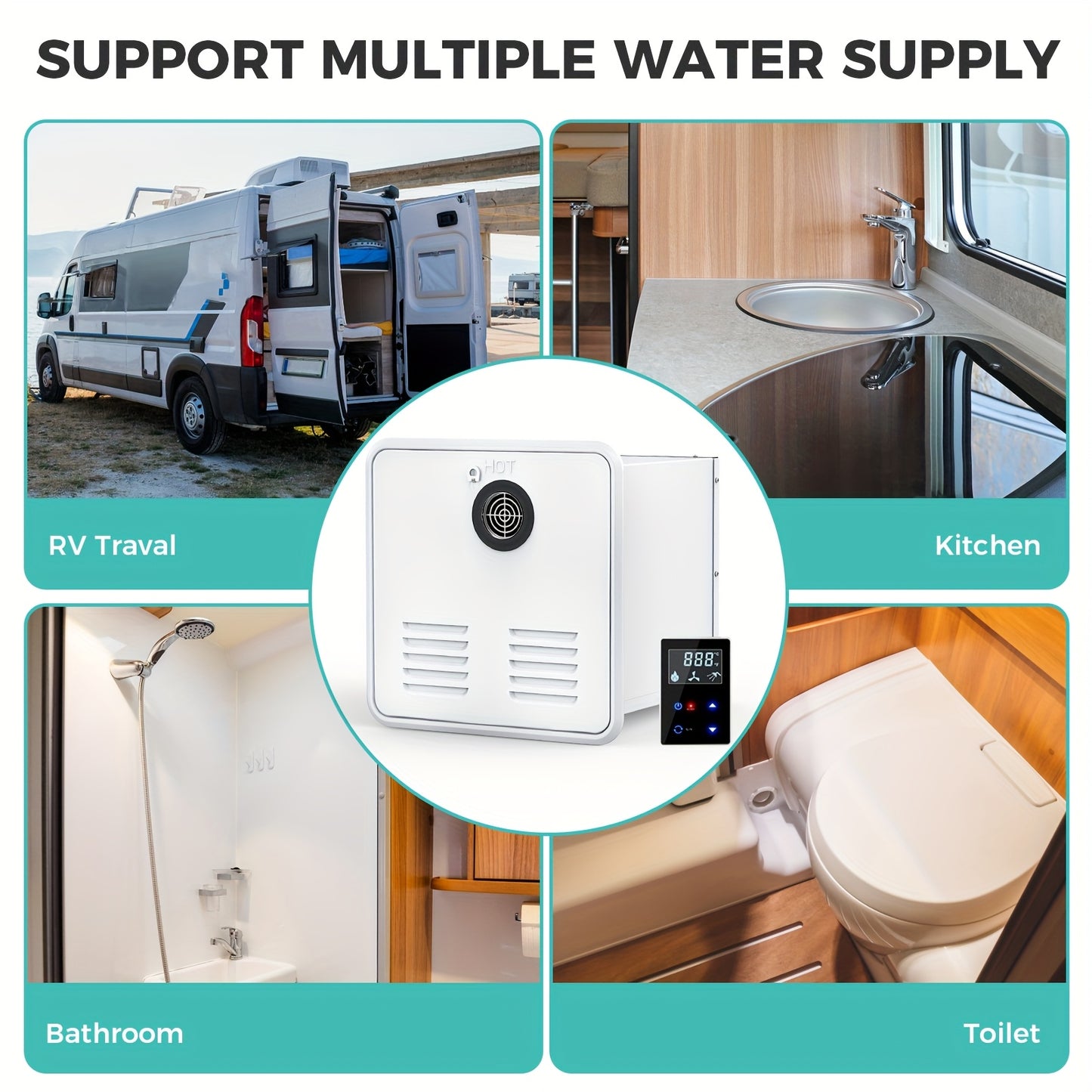 55000BTU RV Hot Water Heater Propane, Upgraded RV Water Heater With White Door And Remote Controller,