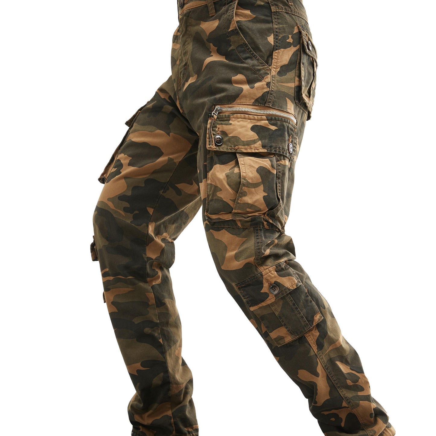 Plus Size Men's Cotton Washing Camouflage Printing Outdoor Eight Pocket Overalls