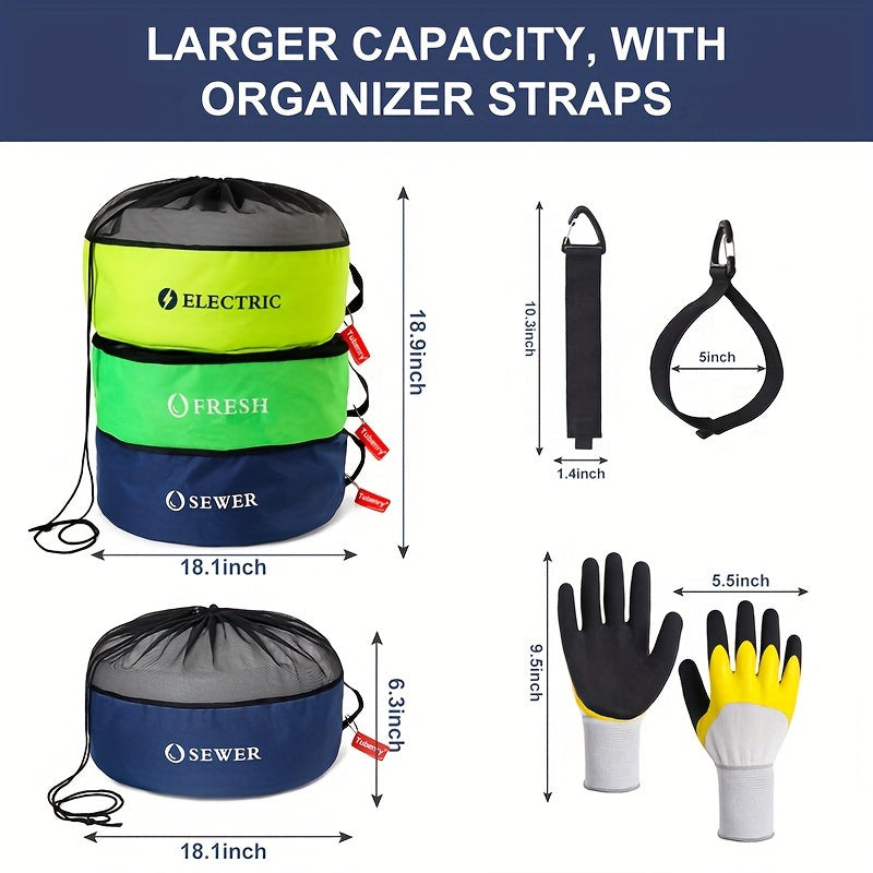 Rv Accessories Bags 3 Pack Waterproof For Sewer Hoses Electrical Cords
