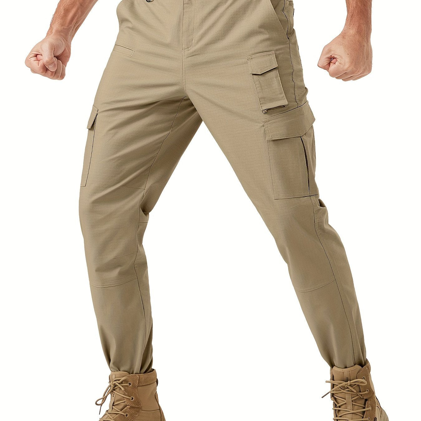 Plus Size Men's Tactical Hiking Pants With Carabiner Water Resistant Ripstop