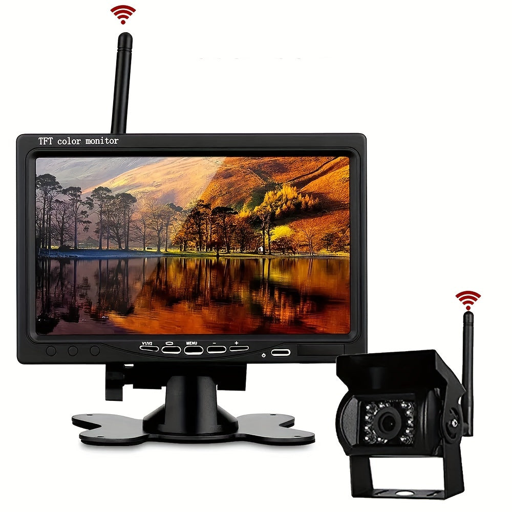 7" Wireless 12v 24v Backup Rear View Camera System, With Night Vision