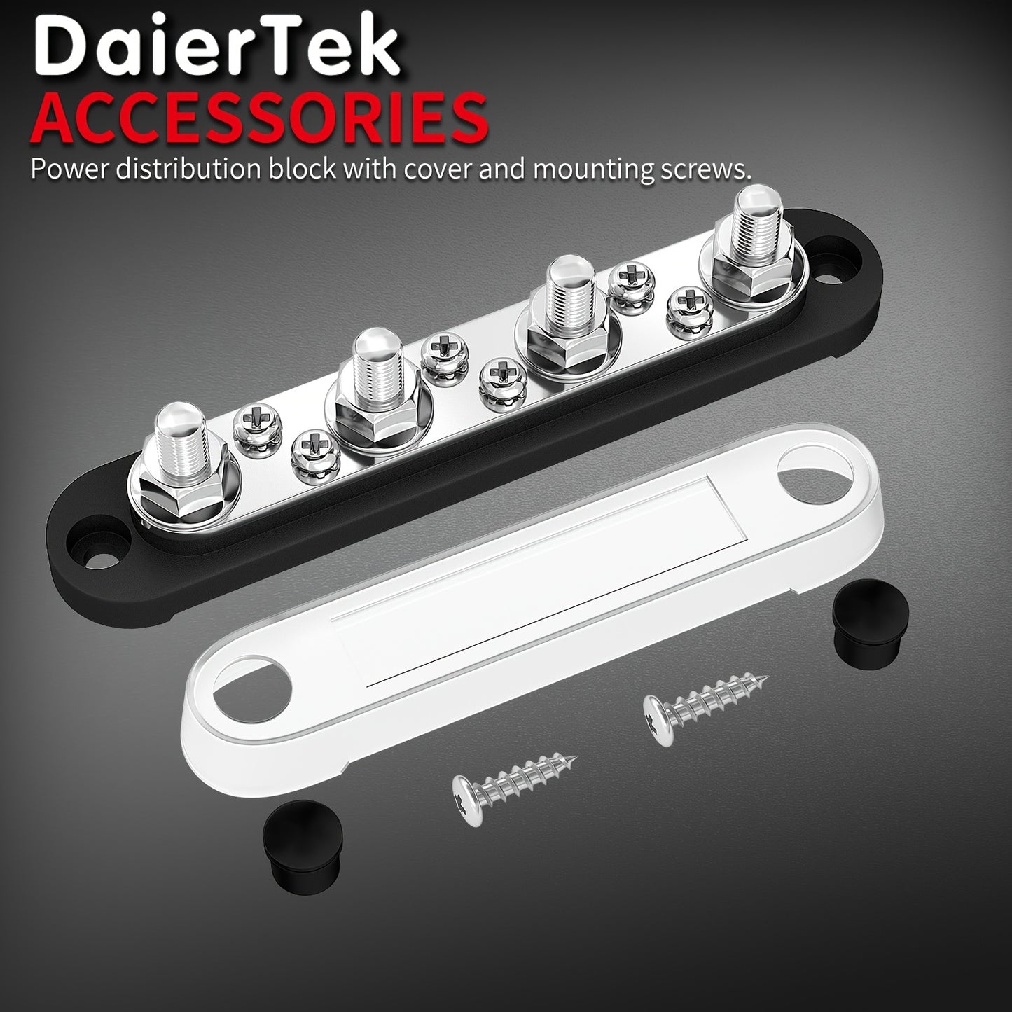 12V Bus Bar Terminal Block 4 x 5/16" (M8) Terminal Stud 6 x #8 (M4) Screw Terminal Positive & Ground Power Distribution Block With Cover