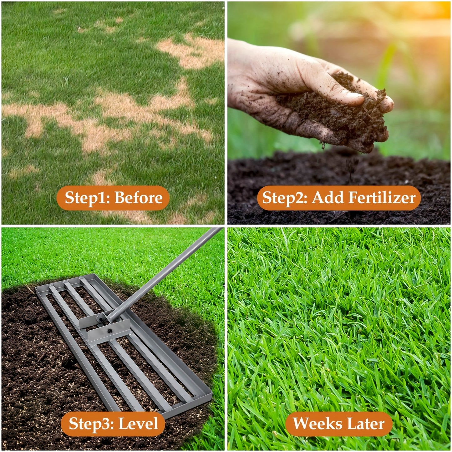 Lawn Leveling Rake With Extended 76.5 Long Handle 30×10 Heavy Duty Tool For Leveling.