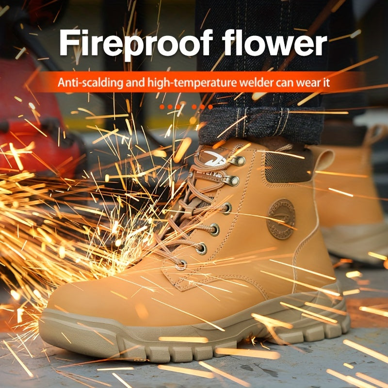 Men's Vintage High-Top Hiking Boots - Waterproof, Anti-Smashing, Comfortable & Durable