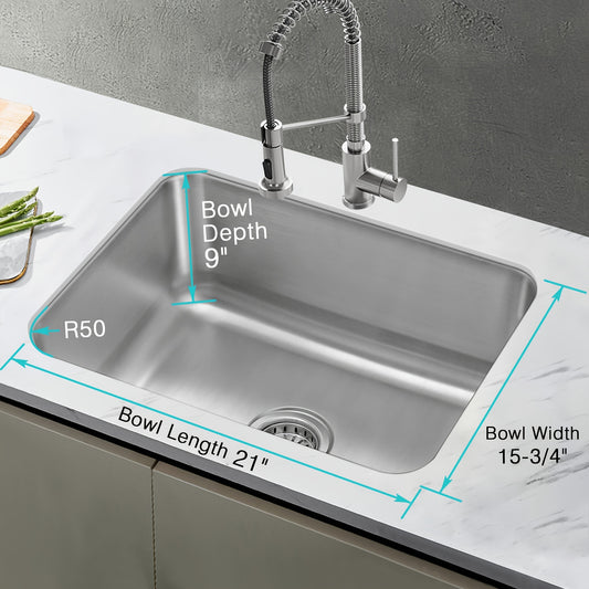 A Kitchen Sink For RVs That Is Mounted Under The Counter. Also Includes A Protector Grid And Measures 23 Inches In Length, 18 Inches In Width, And 9 Inches In Depth.