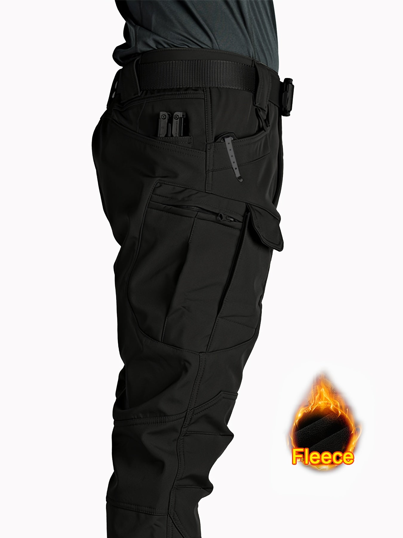 Men's Multi Pocket Fleece Warm Tactical Pants