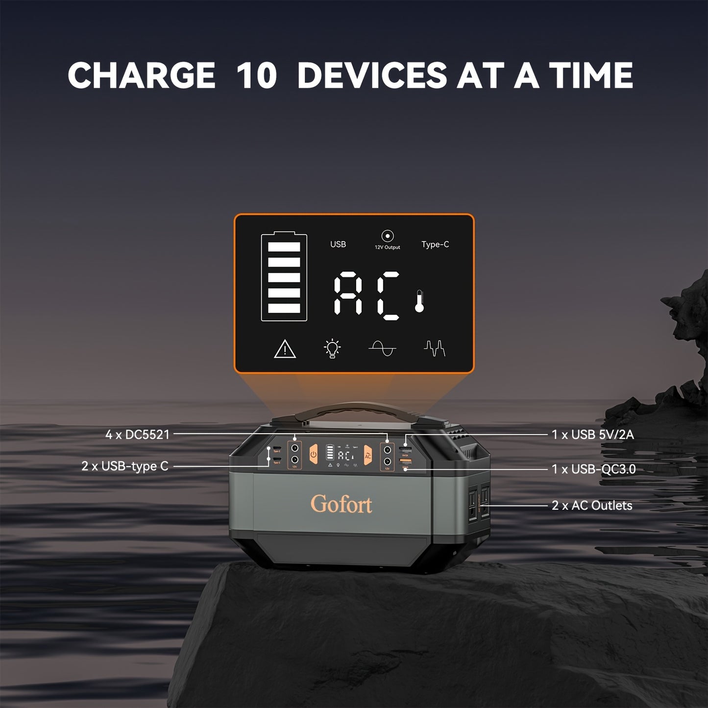 Portable Power Station 330W 299Wh Power Supply Solar Generator Backup Battery Pack With 110V Pure Sine Wave AC Outlets USB QC 3.0 DC Port