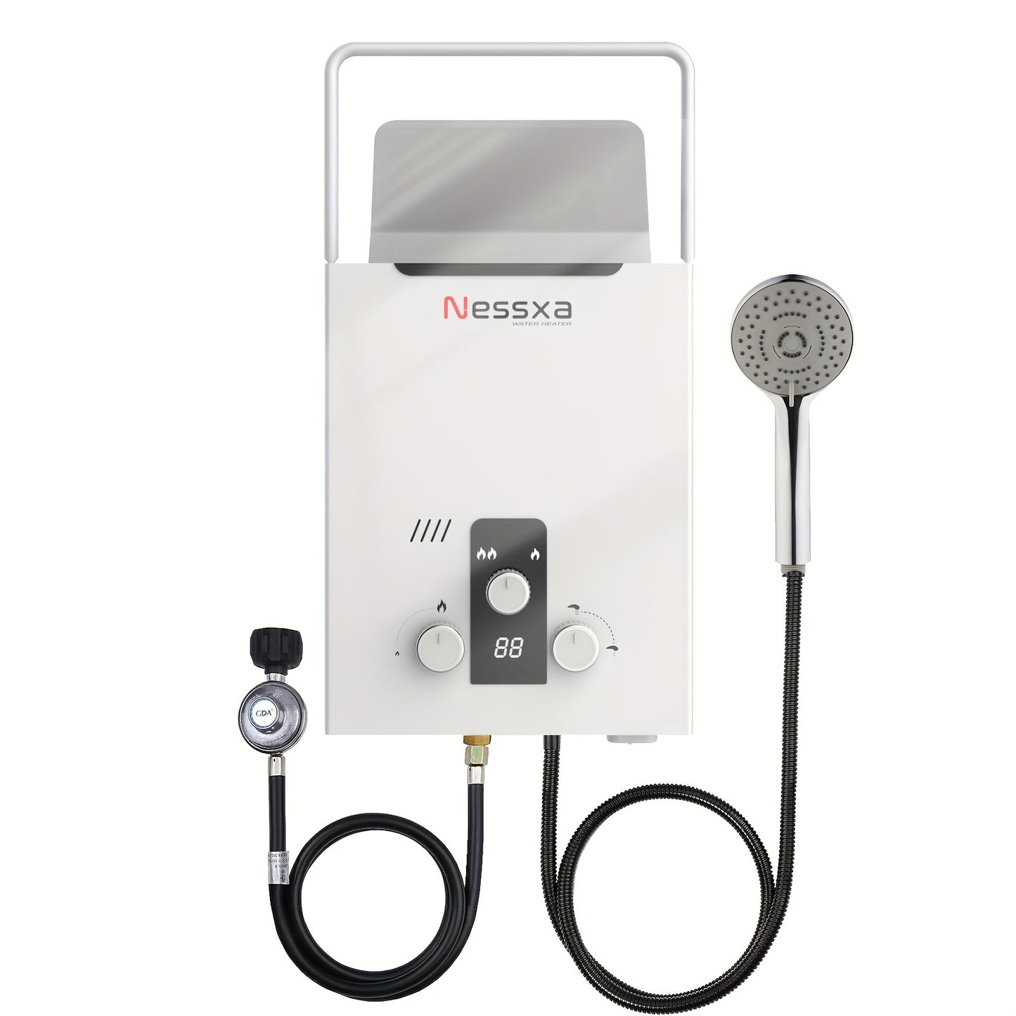 Tankless Water Heater Propane, 2.11 GPM RV Water Heater with Digital Display, 2.11gal Portable Instant Hot Gas Water Heater with Overheating Protection