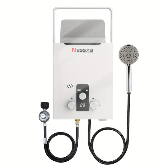 Tankless Water Heater Propane, 2.11 GPM RV Water Heater with Digital Display, 2.11gal Portable Instant Hot Gas Water Heater with Overheating Protection