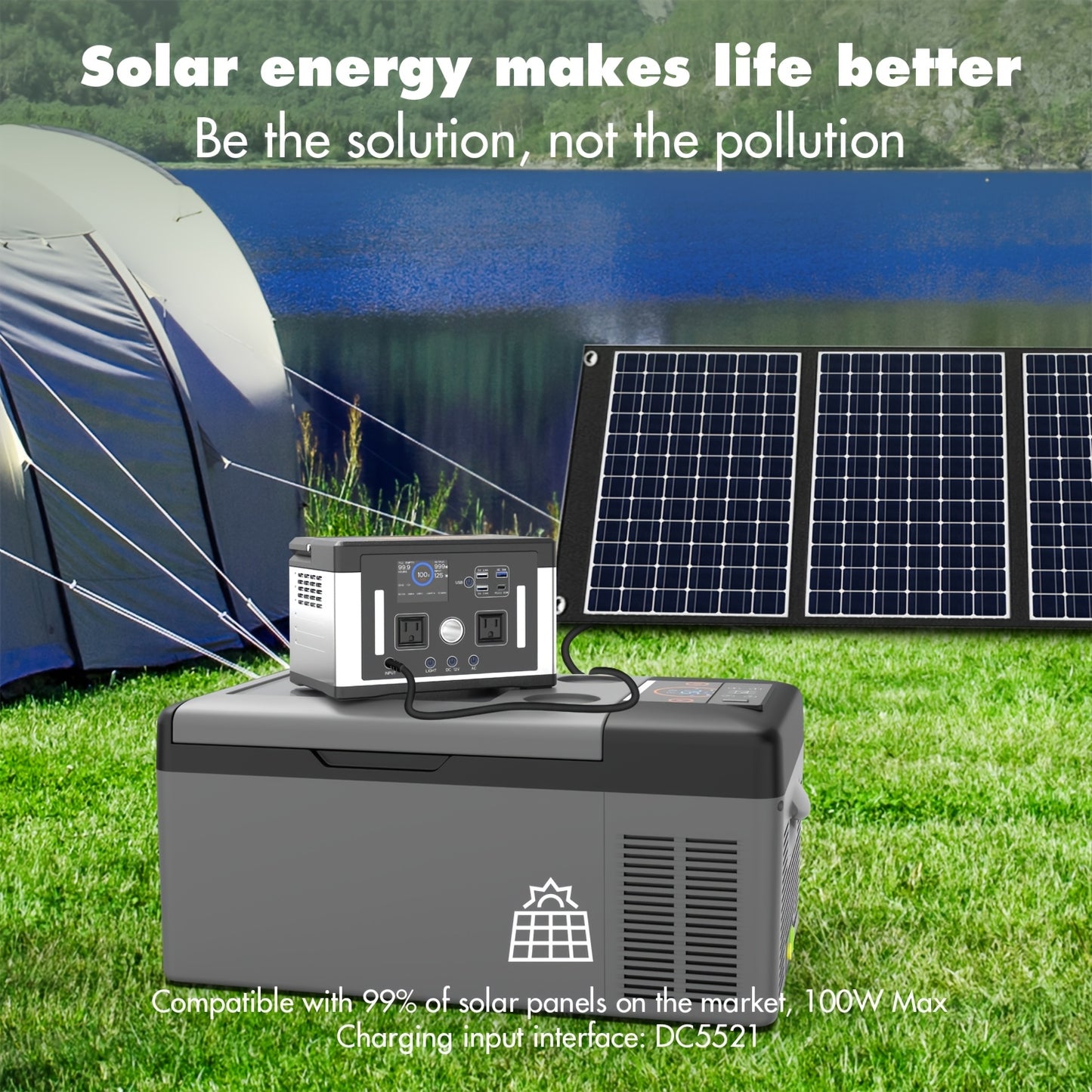 700W 577WH Solar Generator Watt Portable Power Station LiFePO4 Battery, With 120V AC Socket