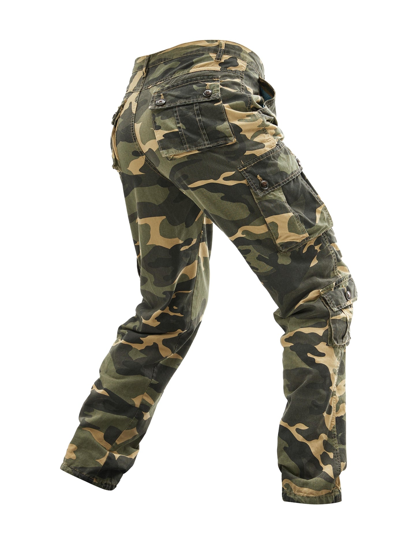 Plus Size Men's Cotton Washing Camouflage Printing Outdoor Eight Pocket Overalls