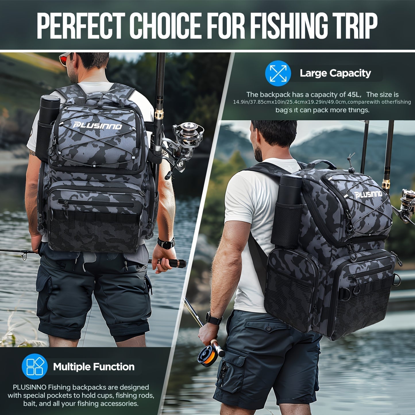 Fishing Backpack With Rod Holders & Cooler