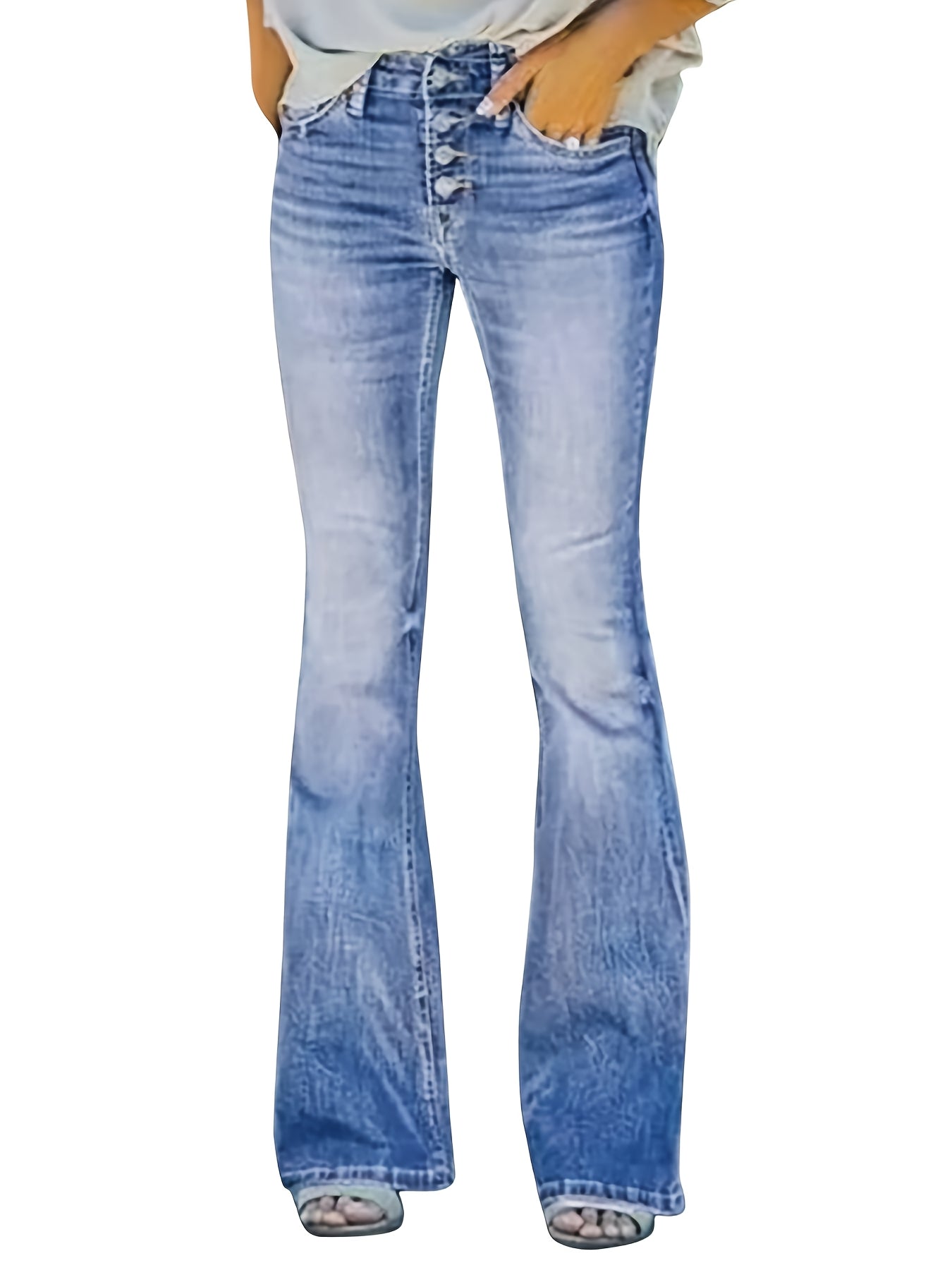 Women's Plus Size Denim Pants High Waist Flare Jean