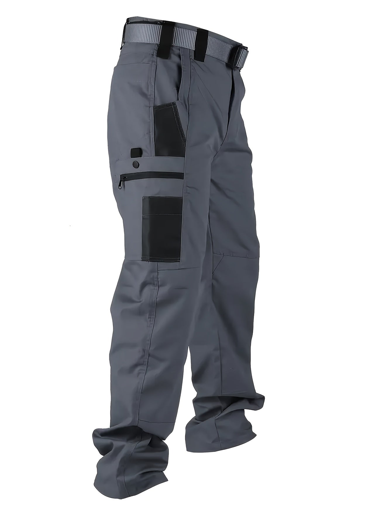 Men's Straight Leg Cargo Pants, Men's Solid Color Cargo Tactical Pants