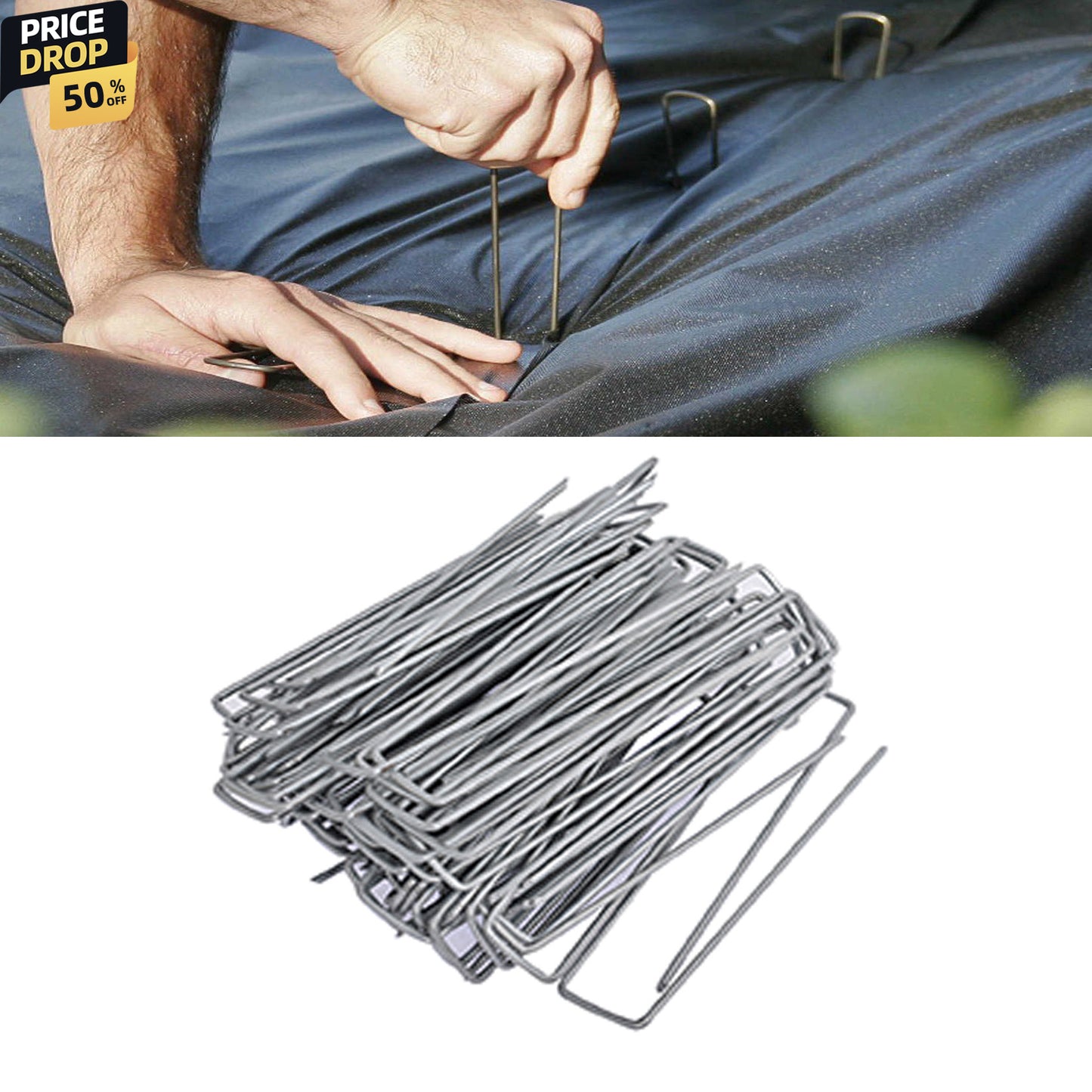6 Inch 200 Pcs 3mm Weed Staples Galvanized Landscape Staples Heavy Duty Garden Stakes Fit For Weed Barrier Fabric
