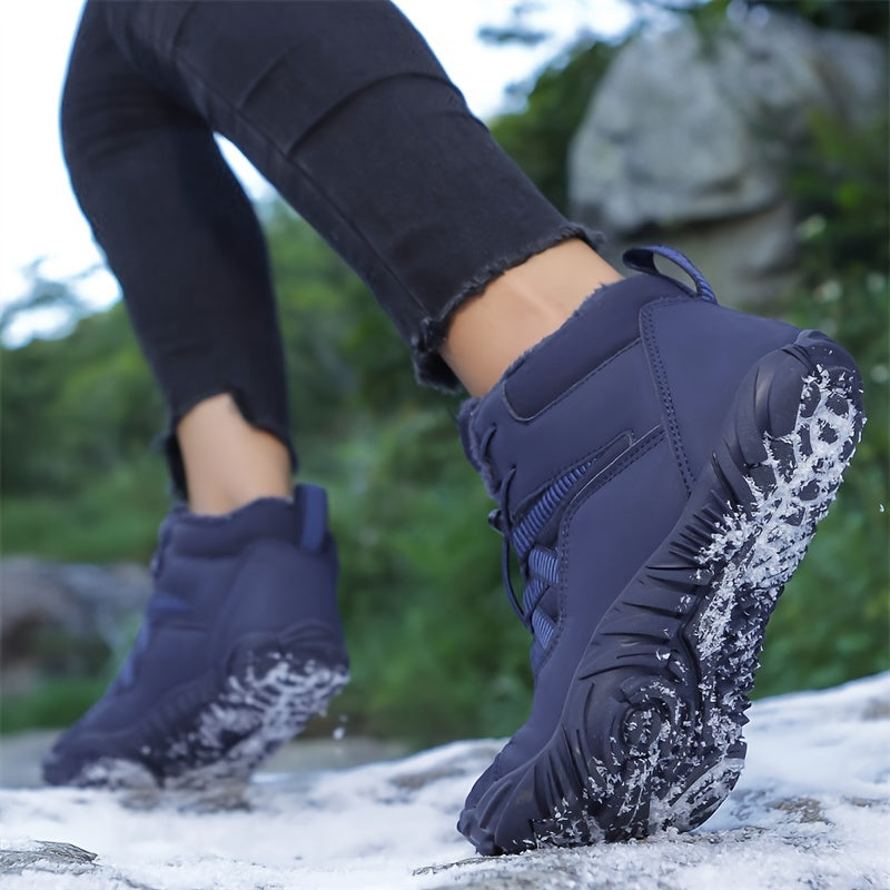 Outdoor Snow Boots for Women, Winter Plush Shoes, Anti Splash, Anti Slip, Wear-Resistant Hiking Shoes