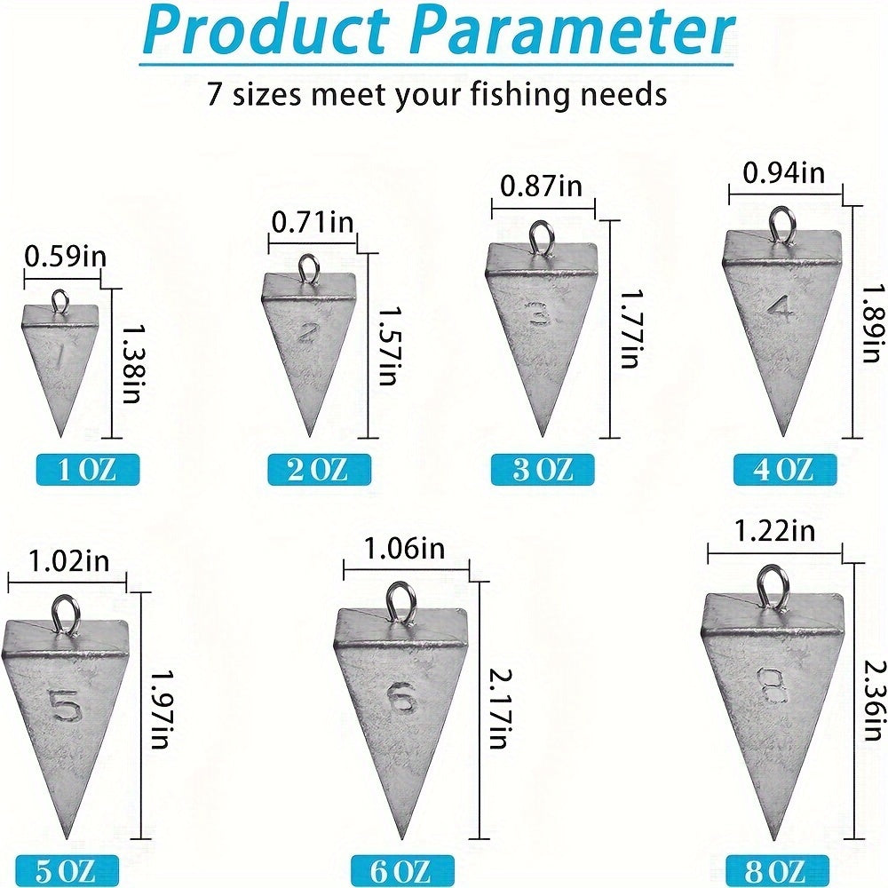 6/10pcs Pyramid Sinkers Fishing Weights Fishing Sinkers, available weights are 1oz, 2oz, 3oz, 4oz, 5oz, 6oz, 8oz