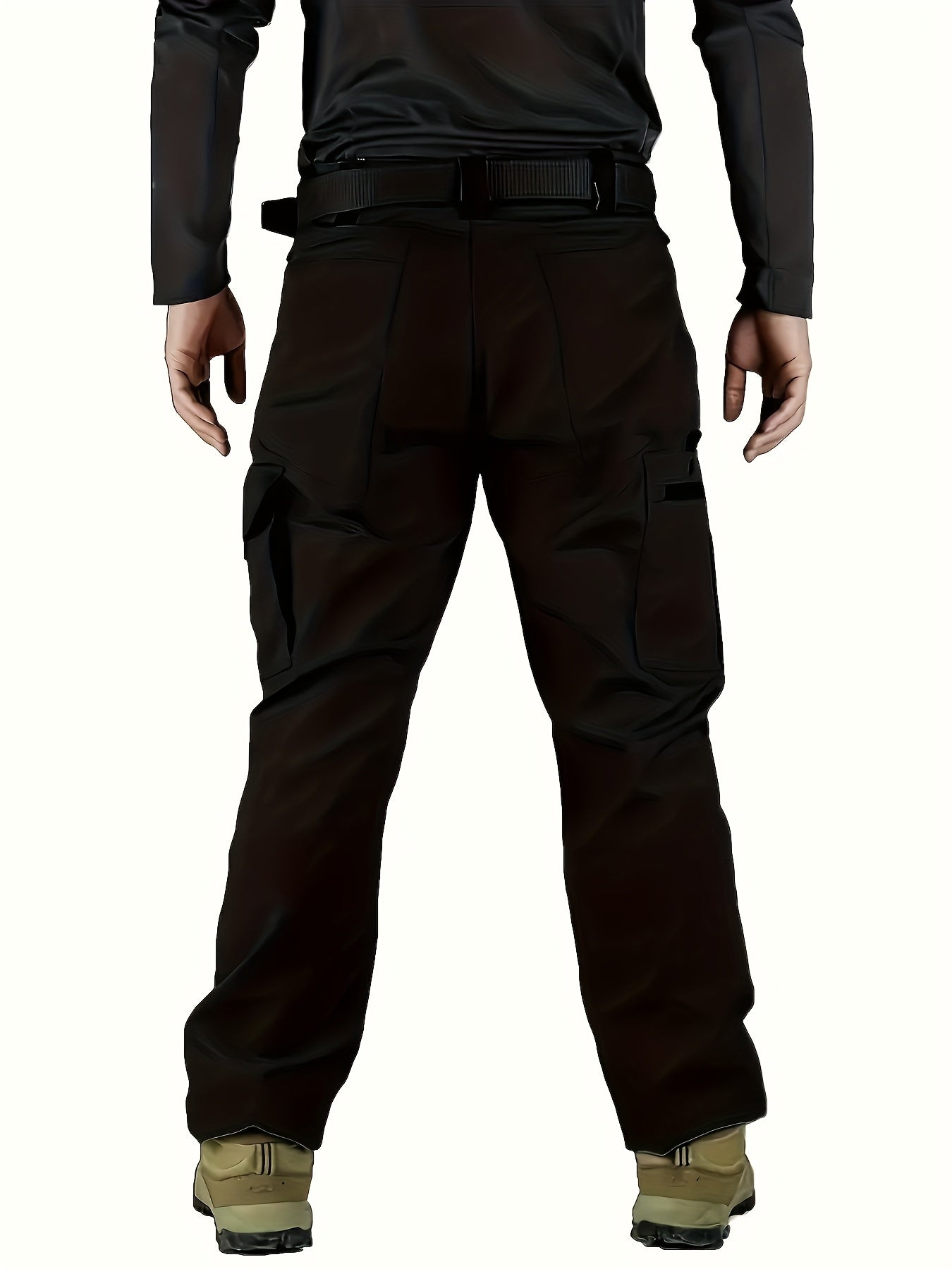 Men's Straight Leg Cargo Pants, Men's Solid Color Cargo Tactical Pants